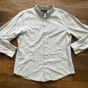 Men’s XL Grey & White Stripe Button Down / Up Dress / Casual Dress Shirt